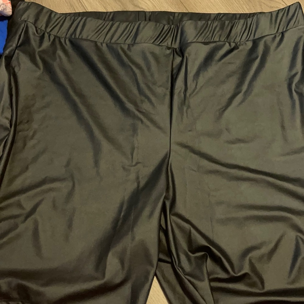 Black pleather biker shorts